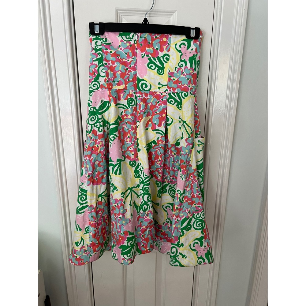 Lilly Pulitzer Blossom Dress Resort White Mariposa Floral Strapless Cotton 6 - Picture 6 of 8